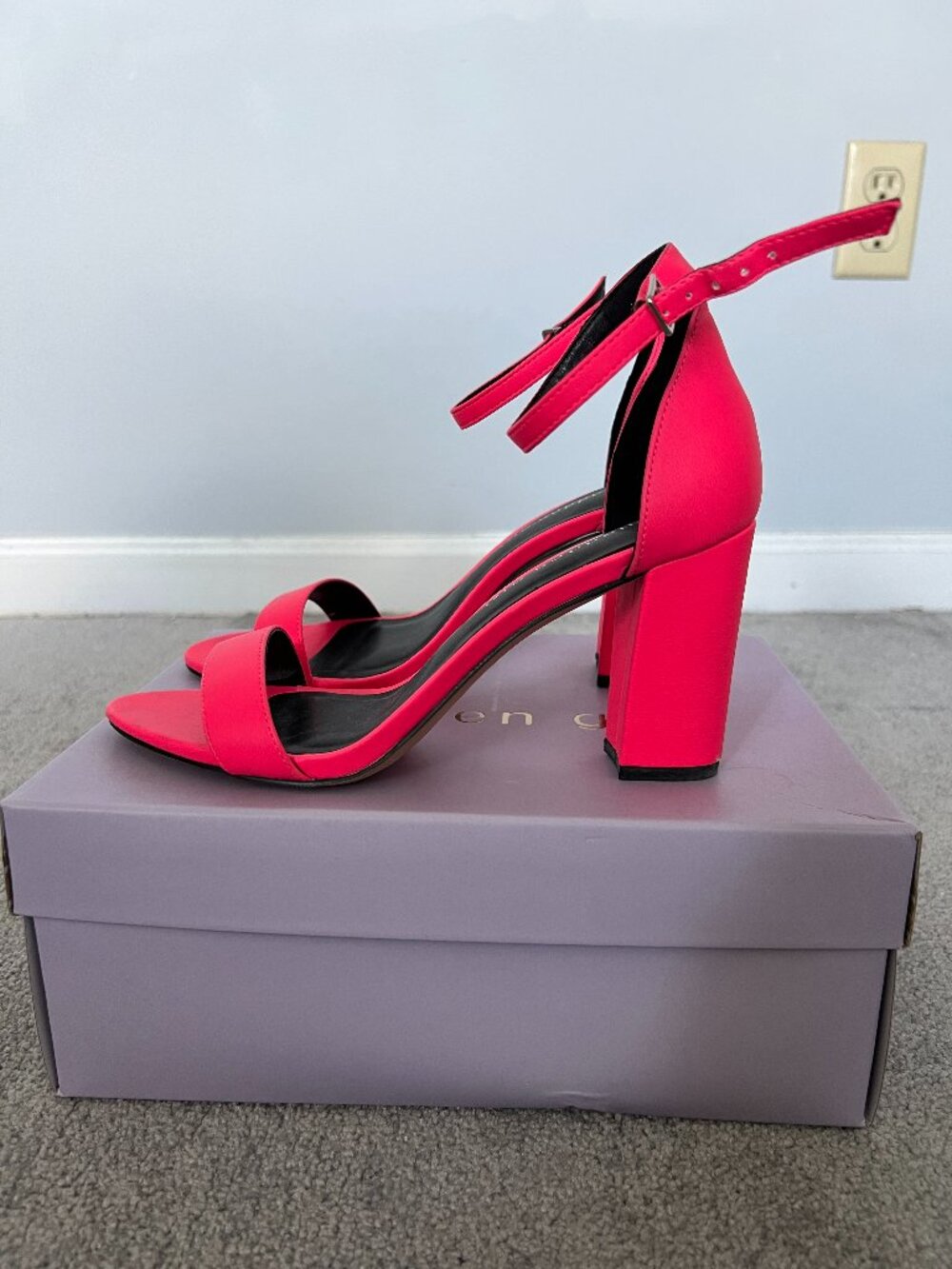 Madden Girl Beella Neon Pink Block Heel Sandals 7